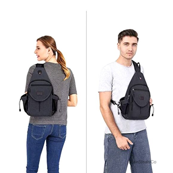 Canvas Sling Backpack Daypack with Anti-Theft Pocket for Hiking Travel main image 6